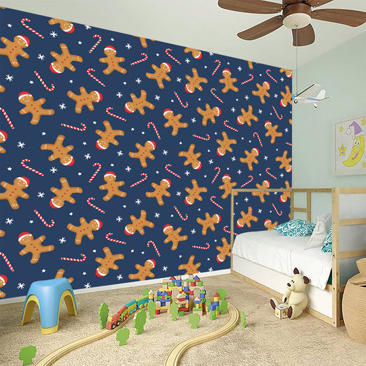 Xmas Gingerbread Man Pattern Print Wall Sticker