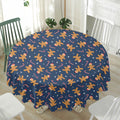 Xmas Gingerbread Man Pattern Print Waterproof Round Tablecloth