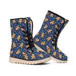 Xmas Gingerbread Man Pattern Print Winter Boots