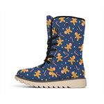 Xmas Gingerbread Man Pattern Print Winter Boots