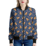 Xmas Gingerbread Man Pattern Print Women's Bomber Jacket