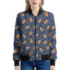 Xmas Gingerbread Man Pattern Print Women's Bomber Jacket