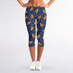 Xmas Gingerbread Man Pattern Print Women's Capri Leggings