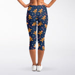 Xmas Gingerbread Man Pattern Print Women's Capri Leggings