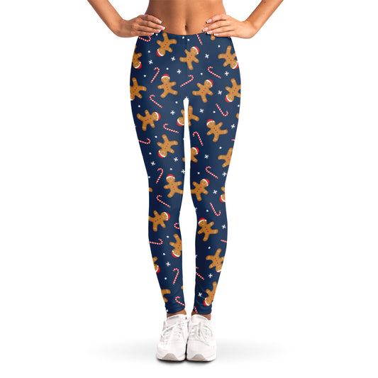Xmas Gingerbread Man Pattern Print Women's Leggings
