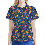 Xmas Gingerbread Man Pattern Print Women's Polo Shirt