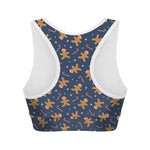 Xmas Gingerbread Man Pattern Print Women's Sports Bra
