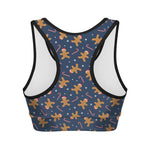 Xmas Gingerbread Man Pattern Print Women's Sports Bra
