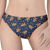 Xmas Gingerbread Man Pattern Print Women's Thong