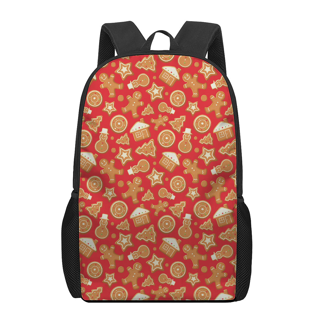 Xmas Gingerbread Pattern Print 17 Inch Backpack