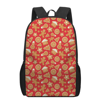 Xmas Gingerbread Pattern Print 17 Inch Backpack