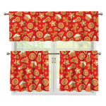 Xmas Gingerbread Pattern Print 3 Piece Kitchen Curtains