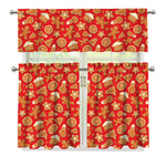 Xmas Gingerbread Pattern Print 3 Piece Kitchen Curtains