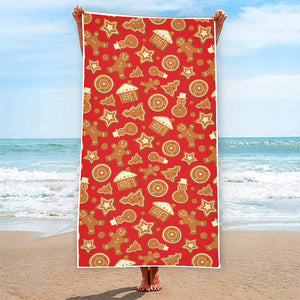 Xmas Gingerbread Pattern Print Beach Towel