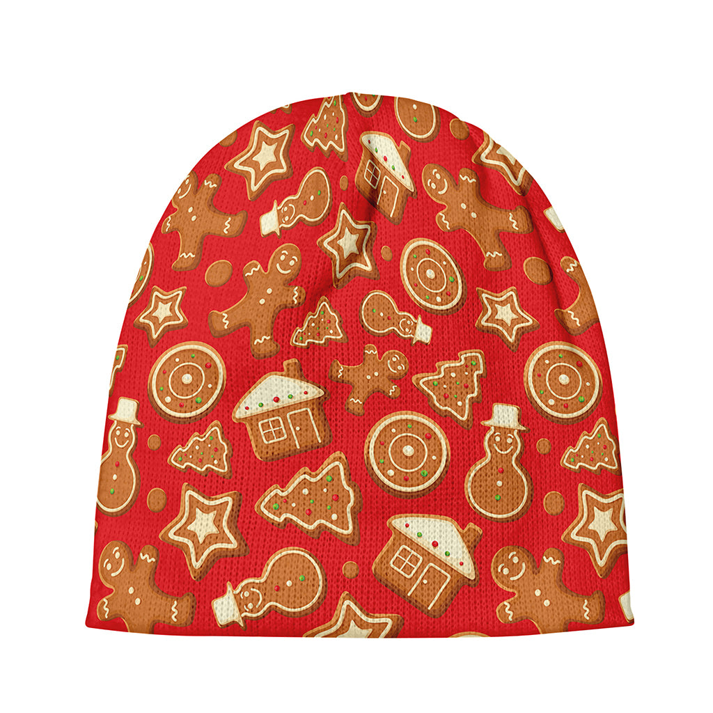 Xmas Gingerbread Pattern Print Beanie