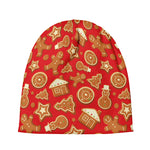 Xmas Gingerbread Pattern Print Beanie