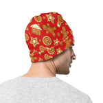 Xmas Gingerbread Pattern Print Beanie