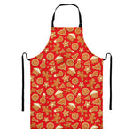 Xmas Gingerbread Pattern Print Bib Apron With Pocket