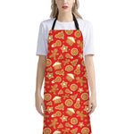 Xmas Gingerbread Pattern Print Bib Apron With Pocket