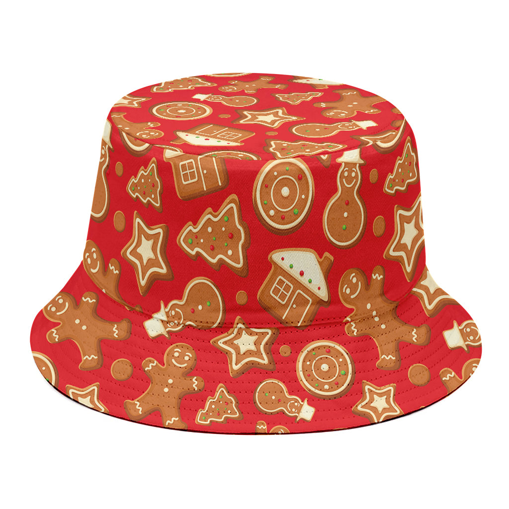 Xmas Gingerbread Pattern Print Bucket Hat
