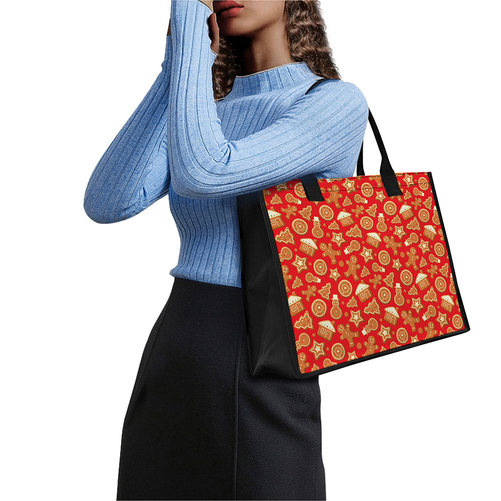 Xmas Gingerbread Pattern Print Canvas Tote Bag