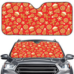 Xmas Gingerbread Pattern Print Car Windshield Sun Shade