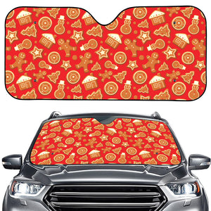 Xmas Gingerbread Pattern Print Car Windshield Sun Shade