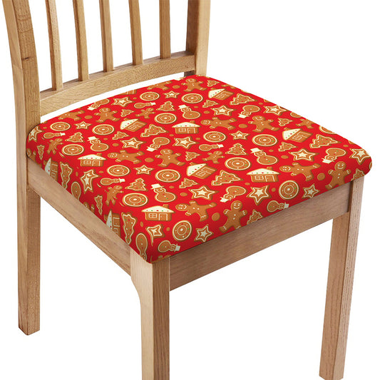 Xmas Gingerbread Pattern Print Chair Cushion Cover