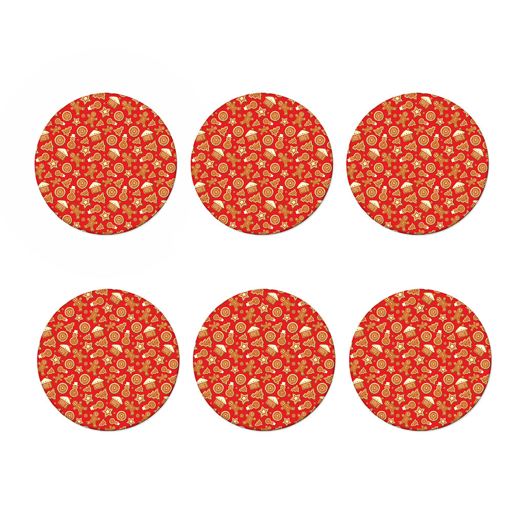 Xmas Gingerbread Pattern Print Coaster Set