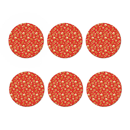 Xmas Gingerbread Pattern Print Coaster Set