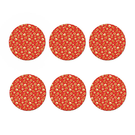Xmas Gingerbread Pattern Print Coaster Set