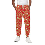Xmas Gingerbread Pattern Print Cotton Pants
