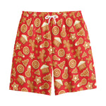 Xmas Gingerbread Pattern Print Cotton Shorts