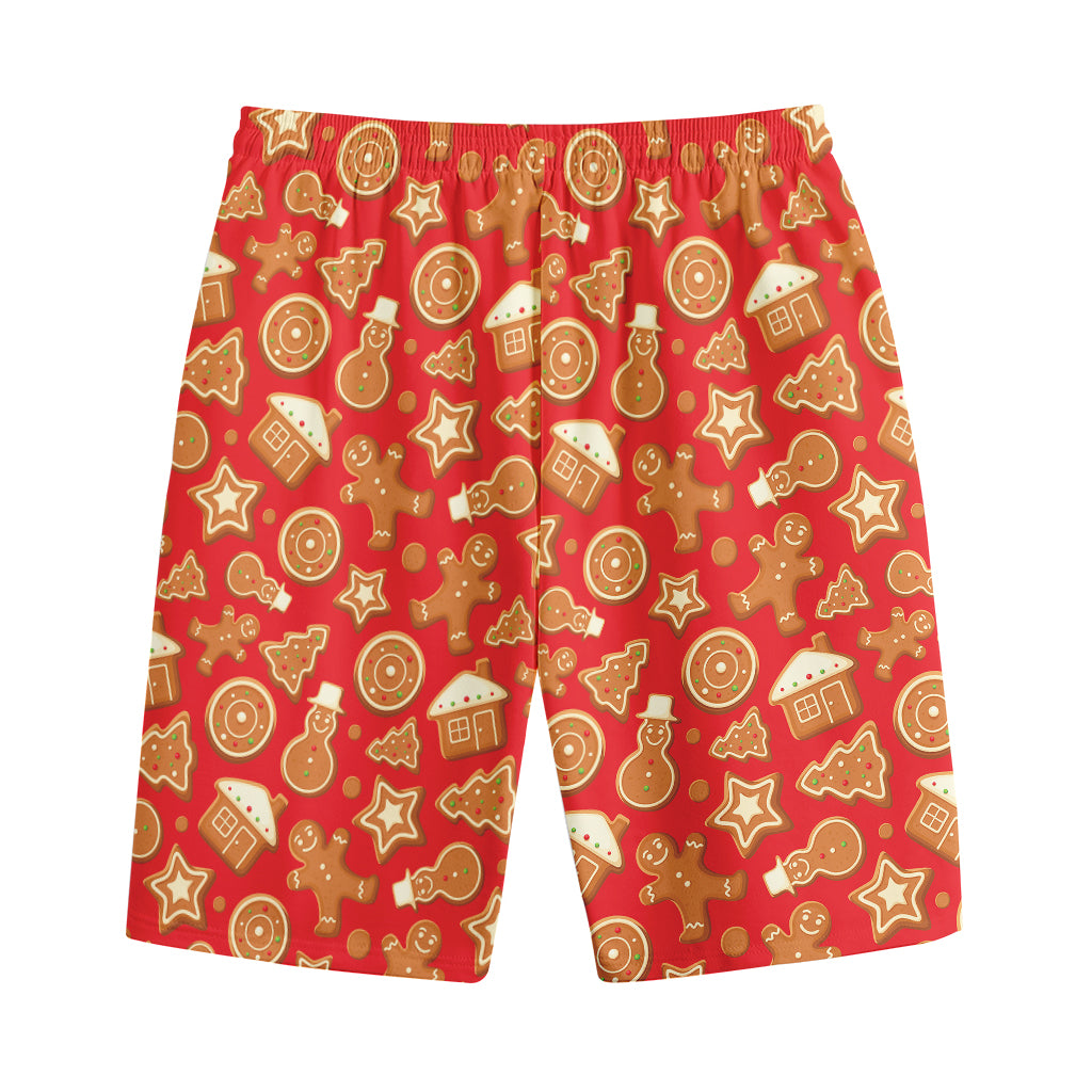 Xmas Gingerbread Pattern Print Cotton Shorts