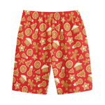 Xmas Gingerbread Pattern Print Cotton Shorts