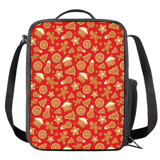Xmas Gingerbread Pattern Print Crossbody Lunch Bag