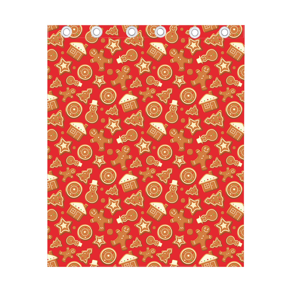 Xmas Gingerbread Pattern Print Curtain