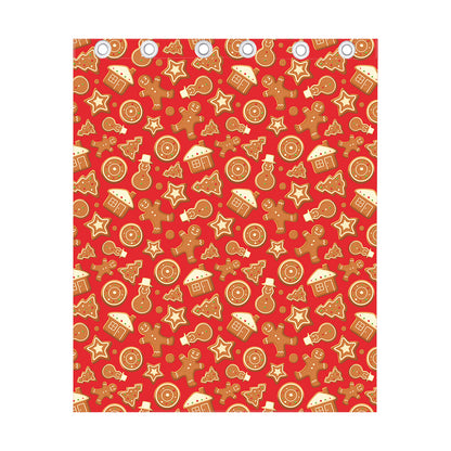 Xmas Gingerbread Pattern Print Curtain