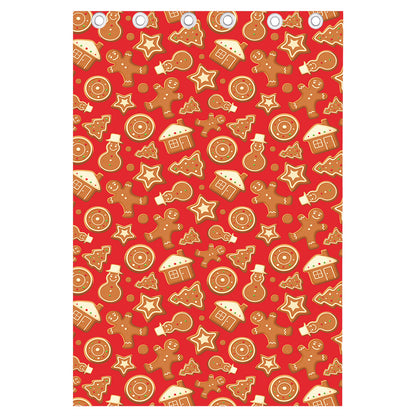 Xmas Gingerbread Pattern Print Curtain