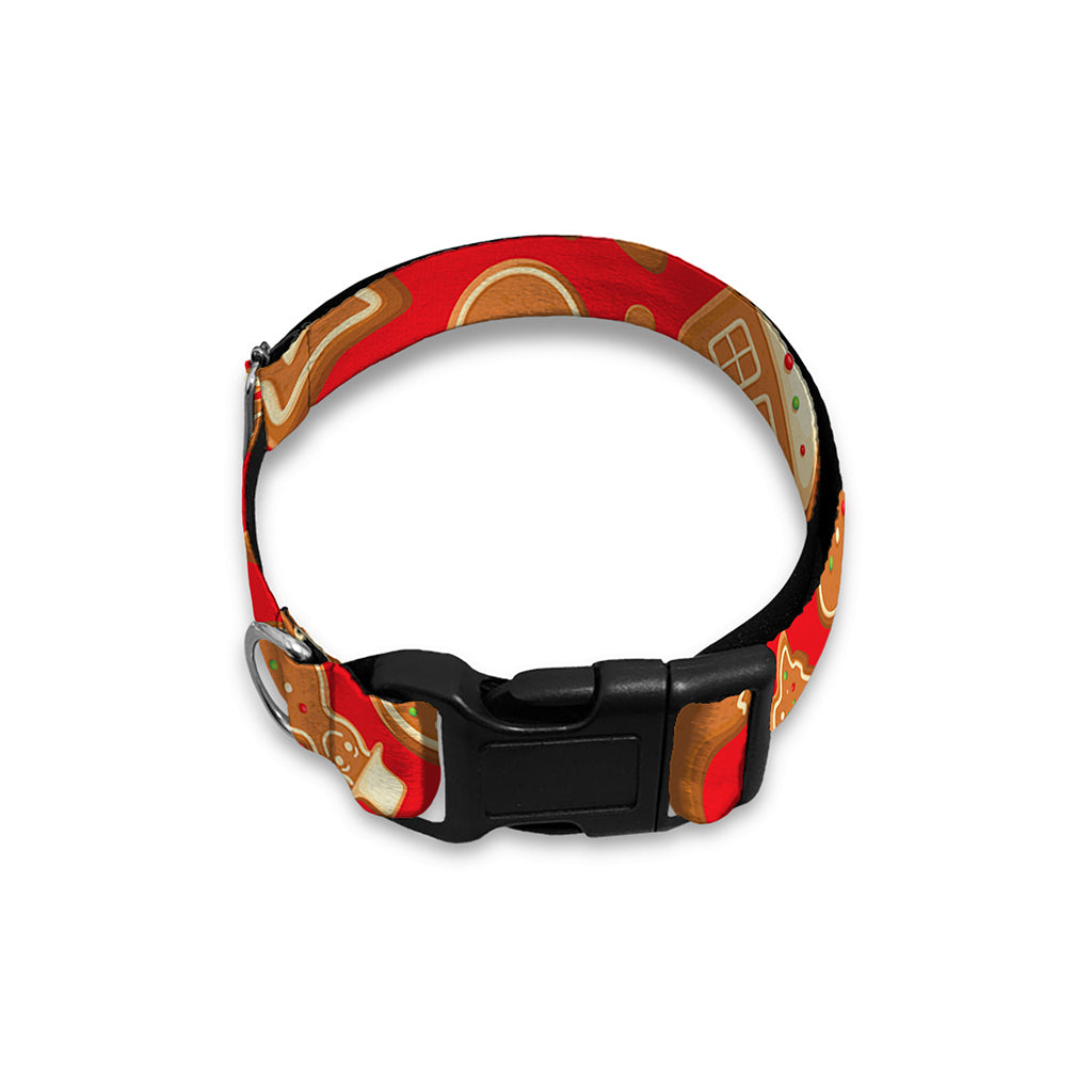 Xmas Gingerbread Pattern Print Dog Collar