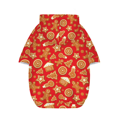 Xmas Gingerbread Pattern Print Dog Zip Up Hoodie