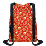 Xmas Gingerbread Pattern Print Drawstring Backpack