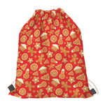 Xmas Gingerbread Pattern Print Drawstring Bag