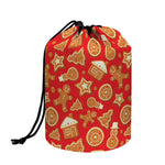 Xmas Gingerbread Pattern Print Drawstring Makeup Bag