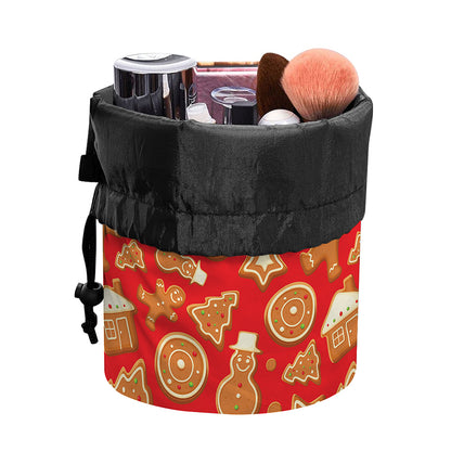 Xmas Gingerbread Pattern Print Drawstring Makeup Bag
