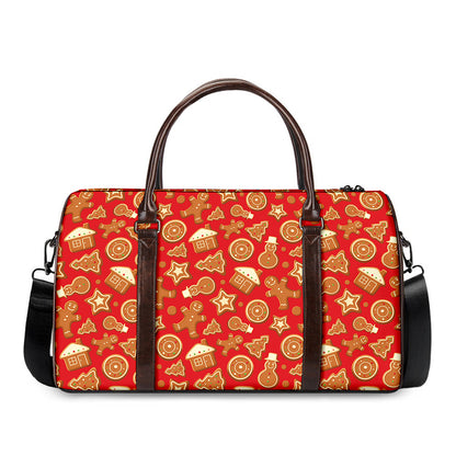 Xmas Gingerbread Pattern Print Duffle Bag