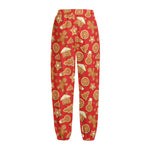 Xmas Gingerbread Pattern Print Fleece Lined Knit Pants