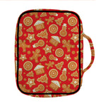Xmas Gingerbread Pattern Print Front Pocket Bible Bag