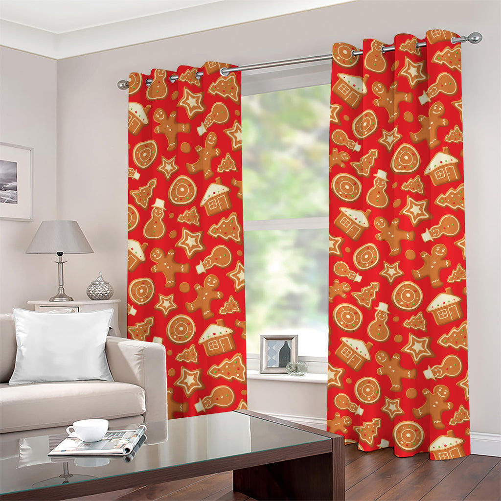 Xmas Gingerbread Pattern Print Grommet Curtains