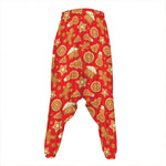 Xmas Gingerbread Pattern Print Hammer Pants